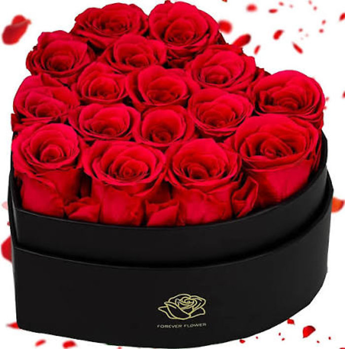 16 Red Roses Velvet Heart Eternity Roses Bouquet Box