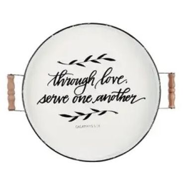 Serve One Another Enamel Round Tray