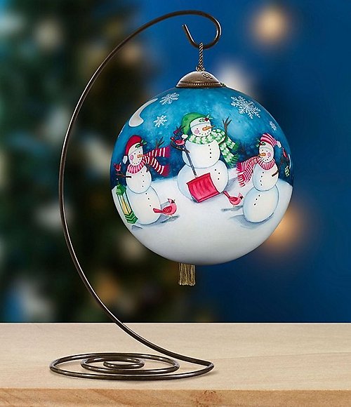 There\'s Snow Friend Like You Hand Painted Glass Ornament