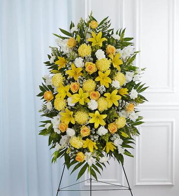 Yellow &amp; White Sympathy Standing Spray