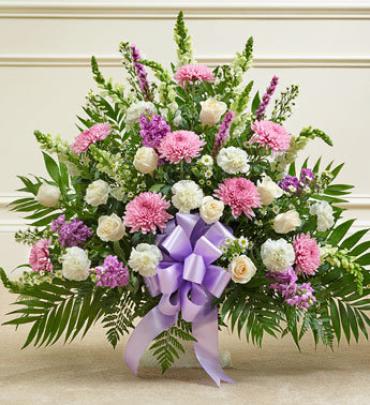 Tribute Lavender &amp; White Floor Basket Arrangement