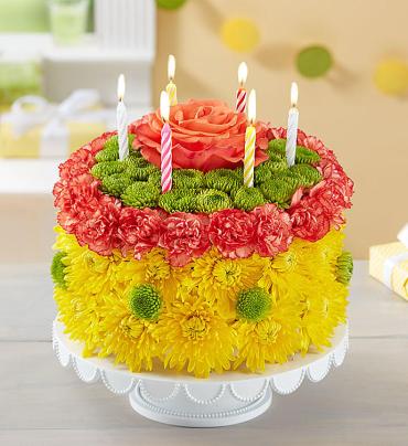 Birthday Wishes Flower Cake&trade; Yellow