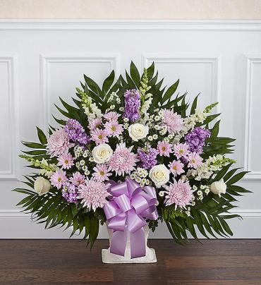 Heartfelt Tribute&trade; Floor Basket- Lavender &amp; White