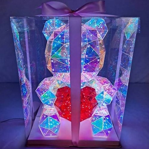3d Crystal Prism Teddy Bear Gift Lamp - 16 Inch