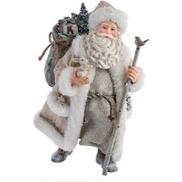 10.5\"FABRICHE SNOWY WOODS SANTA