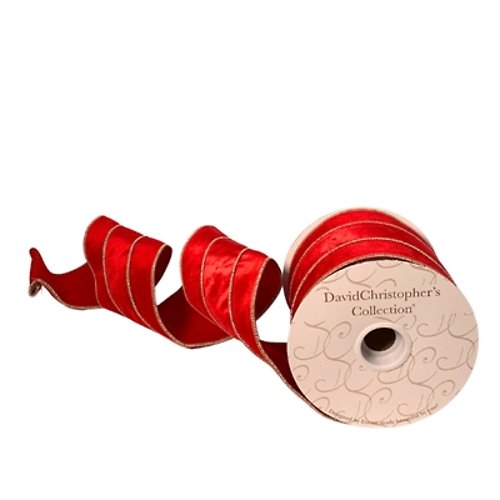 Red Velvet Triple Layer Gold Edge Ribbon 4”X10YD