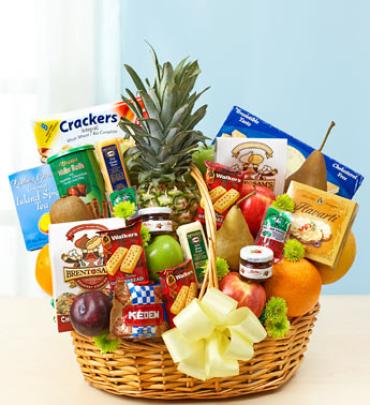 Deluxe Fruit and Gourmet Basket for Sympathy