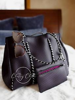 Neoprene Bag - Solid Black w/ Pink Inside